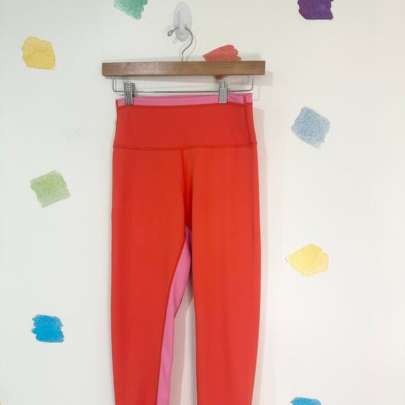 M WILO Orange Pink High Rise Ankle Leggings - Picture 1 of 4
